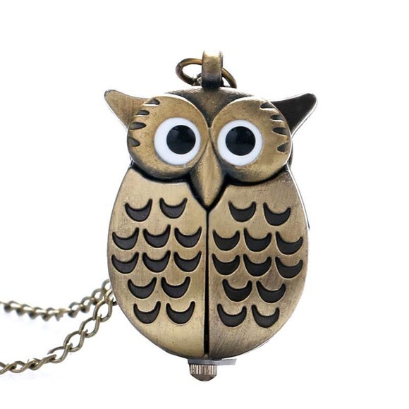 Owl Watch Pendant NEW Bronze Metal Pocket Watch Necklace - Picture 8 of 13